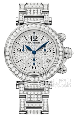 Cartier Pascal WJ130008 Quartz, 18k white gold set with diamonds, 46.5mm