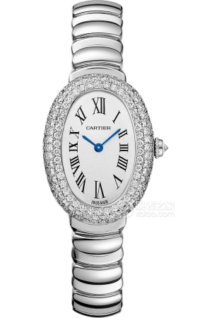 Cartier bathtub WJBA0051 Quartz, 18k white gold set with diamonds, length: 31.4 mm, width: 23.1 mm