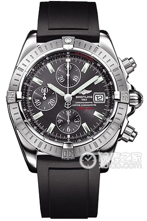 Breitling mechanical chronograph with stainless steel case, dark gray dial, and Diver ProII deep-sea rubber strap. Automatic machinery, high-quality steel, 43.7mm (Discontinued)
