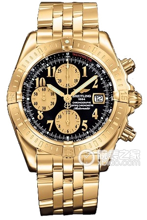 Breitling mechanical chronograph 18K rose gold case - black dial - Pilot bracelet Automatic machinery, 18k rose gold, 43.7mm (discontinued)