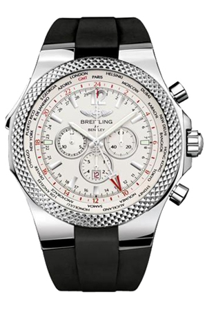 Breitling stainless steel case - Serra silver dial - GMT world time rubber strap Automatic machinery, precision steel, 49mm (discontinued)