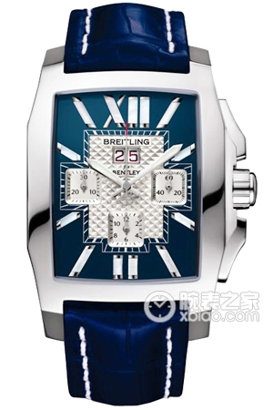 Breitling stainless steel case - lake blue dial - alligator leather strap Automatic machinery, stainless steel, 38.5x58.2mm (Discontinued)