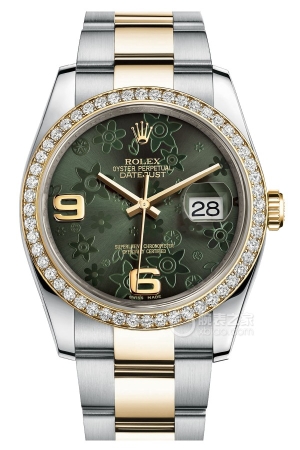 Rolex Lady-Datejust 116243-72603 with green floral dial Automatic machinery, stainless steel, 36mm