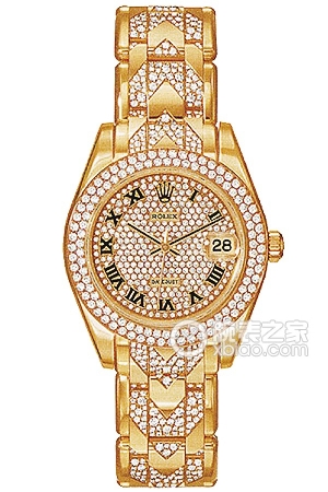 Rolex Oyster Perpetual 81338-74858 with pavé diamond dial Automatic machinery, 18k gold, 34mm