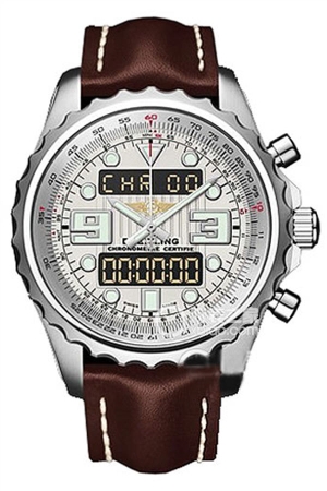 Breitling stainless steel case - Cloud Silver dial - Calfskin strap Quartz, stainless steel, bidirectional gear mechanism ring slide, 48mm (discontinued)