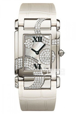 Patek Philippe Twenty ~44914G-001 Platinum Quartz, 18k white gold set with diamonds, 30mm