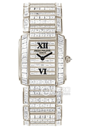 Patek Philippe Twenty ~44908/101G Platinum Quartz, 18k white gold set with diamonds, 24x27.75mm (Discontinued)