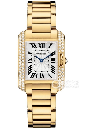 Cartier Tank WT100005 Quartz, 18k gold set with diamonds, 30.2 x 22.7 mm