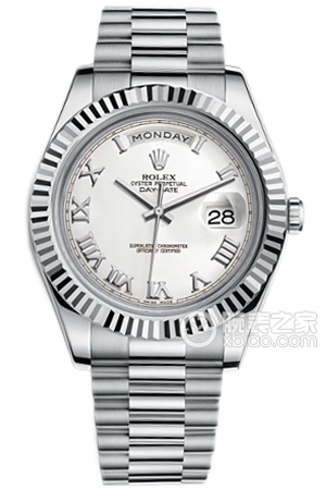 Rolex Day-Date 218239-83219 with Roman numerals and a white dial Automatic mechanical, 18k white gold, 41mm