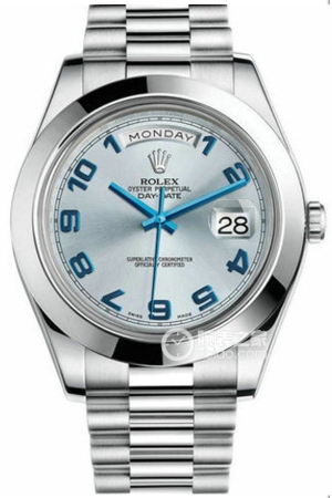 Rolex Day-Date 218206-83216 with ice-blue numeral dial Automatic mechanical, 950 platinum, 41mm