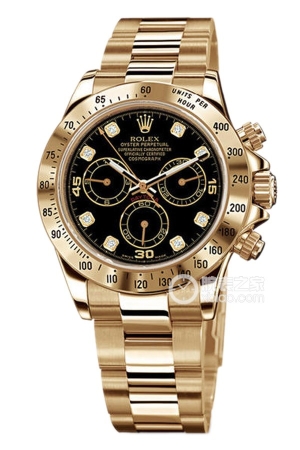 Rolex Cosmograph Daytona 116528 with black diamond-set dial Automatic machinery, 18k gold, 40mm