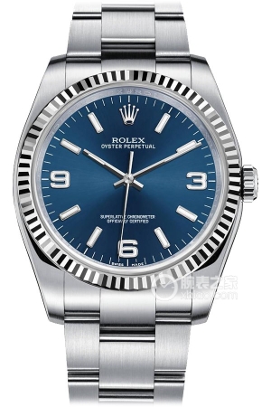 Rolex Oyster Perpetual 116034 with blue dial Automatic mechanical, 18K white gold, 36mm