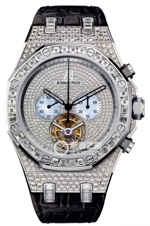 Audemars Piguet Royal Oak 26116BC.ZZ.D002CR.01 Manually operated, 18k white gold set with diamonds, 7.44mm in diameter and 430 diamonds (discontinued).