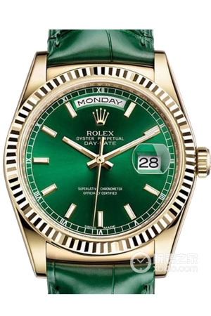 Rolex Day-Date 118138-L(FC) Green Dial Automatic mechanical movement, 18K gold, triangular grooved outer ring, 36mm