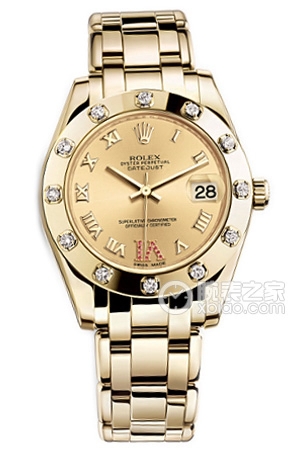 Rolex PEARLMASTER 81318 Champagne VI Diamond Dial Automatic machinery, 18k gold, 34mm