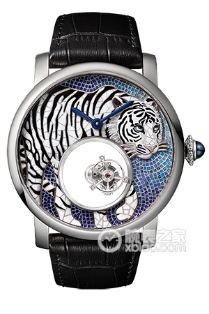 Cartier Rotonde de Cartier Double Mystery Tourbillon (Tiger Dial) 950 platinum, 45mm