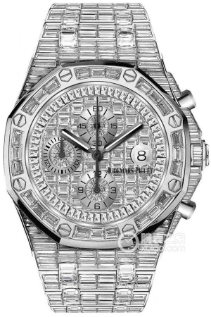 Audemars Piguet Royal Oak Offshore 26473BC.ZZ.8043BC.01 Automatic mechanical movement, 18k white gold, fully set with baguette-cut diamonds, 484mm x 42mm