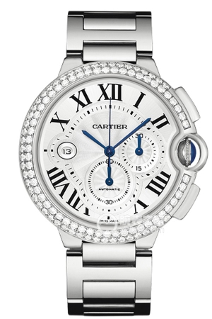 Cartier Ballon Bleu WE902001 Automatic mechanical design, 18k white gold, set with round diamonds, 47.1mm