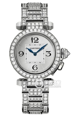 Cartier Pascal WJ1192LZ Quartz, 18k white gold set with diamonds, 32mm