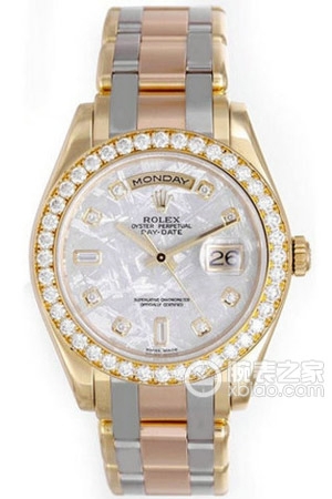 Rolex Day-Date 18948-72748 Tri-gold Meteorite Face Automatic machinery, 18k gold, 39mm