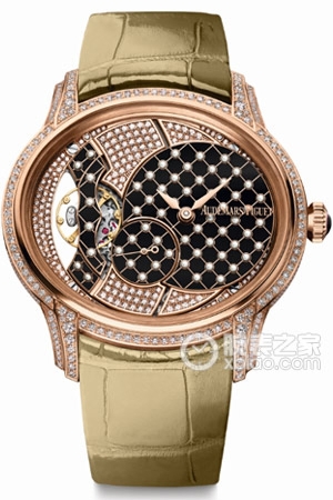 Audemars Piguet Millennium 77249OR.ZZ.A205CR.01 Manual mechanism, 18k rose gold set with diamonds, featuring 438 brilliant-cut diamonds, total weight approximately 139.50 x 35.40 mm.