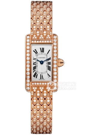 Cartier Tank HPI00725 Quartz, 18k rose gold set with brilliant-cut round diamonds, 27 x 15.2mm