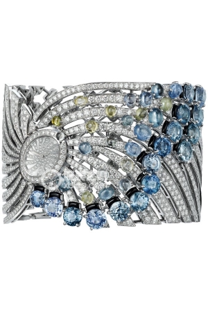 Cartier Creative Gemstone Watch HPI00892 Quartz, 18k white gold set with diamonds; set with 16 round multi-faceted sapphires, total weight 21.