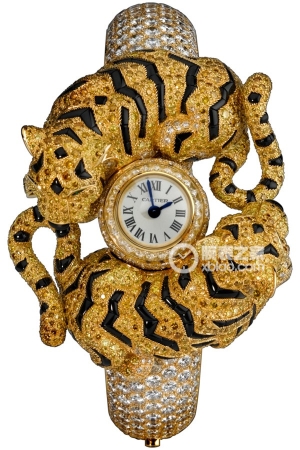 Cartier Creative Gemstone Watch HPI00249 Quartz, 18k gold, and gemstone-set tiger cub decoration