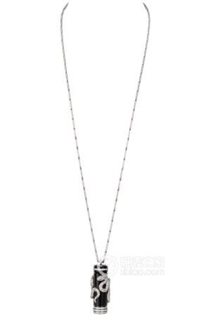 Cartier Creative Gemstone Watch HPI00662 Quartz, 18k white gold case and pendant set with diamonds, inlaid with onyx, total weight 58.