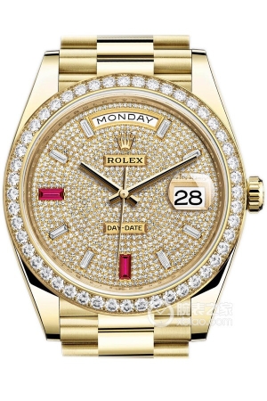 Rolex Day-Date 228348RBR with pavé diamonds Automatic machinery, 18k gold, 40mm