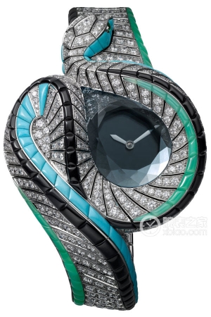 Cartier Creative Gemstone Watch HPI00991 Manual winding, 18k white gold case and bracelet set with diamonds, featuring a 13-pound diamond.