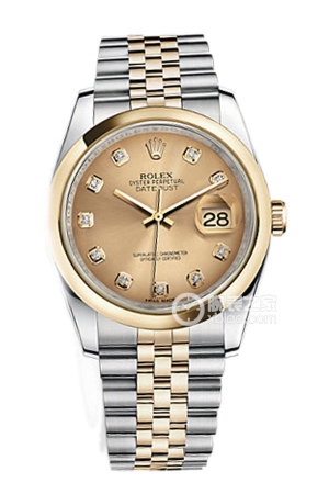 Rolex Datejust 116203 with gold dial and diamond-set commemorative bracelet Automatic machinery, stainless steel, 36mm