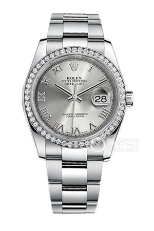 Rolex Datejust 116244 with silver dial and Roman numerals Automatic mechanical, 18k white gold, 36mm