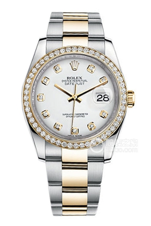 Rolex Datejust 116243 with white dial and diamonds Automatic machinery, stainless steel, 36mm