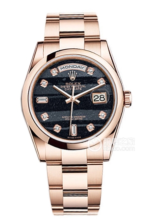 Rolex Day-Date 118205F Black Diamond Dial Automatic mechanical, 18k rose gold, 36mm
