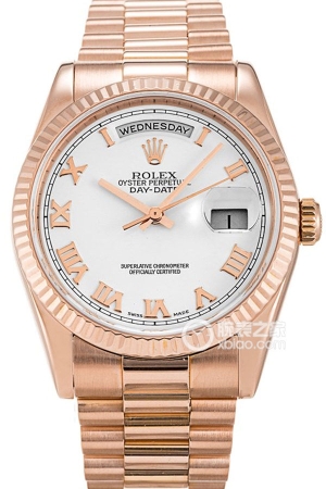 Rolex Day-Date 118235 White Roman Dial Automatic mechanical, 18k rose gold, 36mm