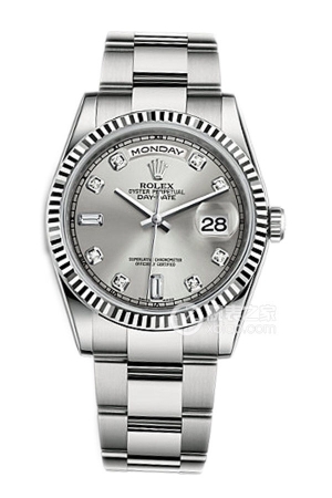 Rolex Day-Date 118239 with grey dial and diamonds Automatic mechanical, 18k white gold, 36mm