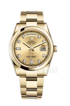Rolex Day-Date 118208 Champagne Diamond Dial Automatic machinery, 18k gold, 36mm