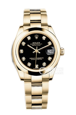 Rolex Lady Datejust 178248 Black Diamond Dial Automatic mechanical design, 18k gold, arched outer ring, 31mm