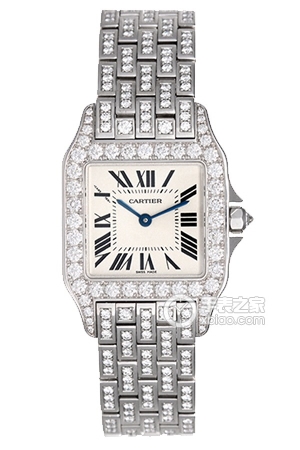 Cartier Santos WF9010YA Quartz, 18k white gold, set with round diamonds, 36.75mm