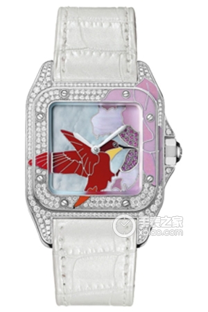 Cartier Santos HPI00411 Automatic mechanical design, 18k white gold set with diamonds, featuring round diamonds, 44.2*36.6mm