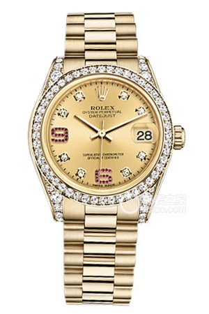 Rolex Lady Datejust 178158 Champagne Dial with Diamonds and Rubies Automatic mechanical, 18k gold set with diamonds, 31mm