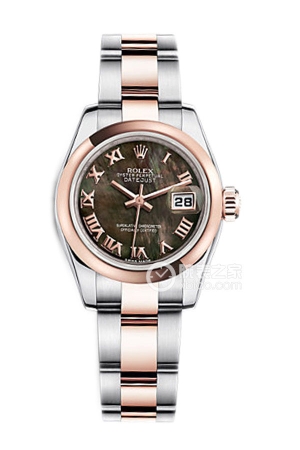 Rolex Lady-Datejust 179161 Black Mother-of-Pearl Roman Dial Oyster Bracelet Automatic mechanical, 18k rose gold, 26mm