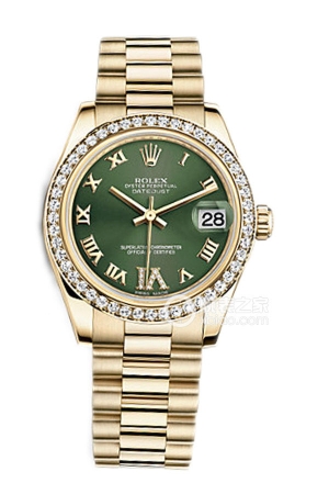 Rolex Lady Datejust 178288 Green Diamond Dial Automatic machinery, 18k gold, 31mm