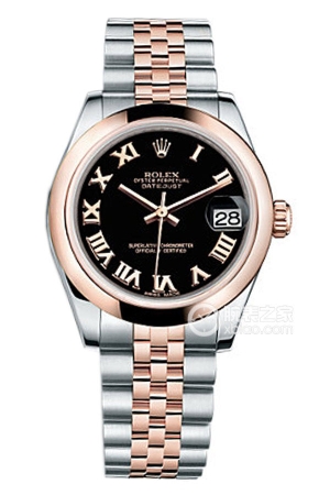 Rolex Lady-Datejust 178241 with Roman numerals and a black dial Automatic machinery, stainless steel, 31mm