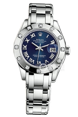 Rolex Pearlmaster 80319 with Roman numerals and a blue dial Automatic machinery, 18k white gold, 29mm