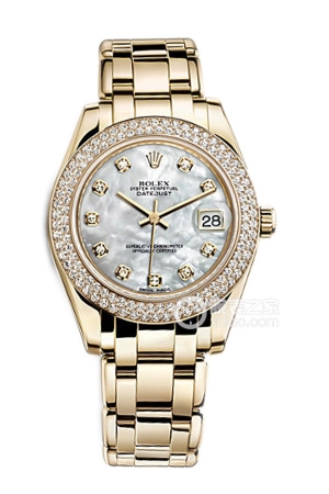 Rolex Pearlmaster 81318 - Mother-of-Pearl Automatic mechanical, 18k gold set with diamonds, 34mm