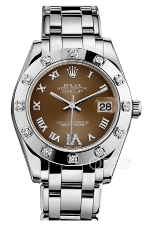 Rolex Pearlmaster 81319 with bronze dial and diamond setting Automatic mechanical, 18k white gold, 34mm
