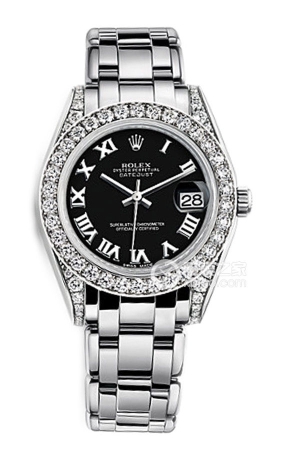 Rolex Pearlmaster 81159 Black Dial Automatic mechanical, 18k white gold set with diamonds, 34mm
