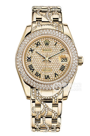 Rolex PEARLMASTER 81338 - Pavé Diamonds Automatic mechanical, Oyster, 18k gold, 34mm
